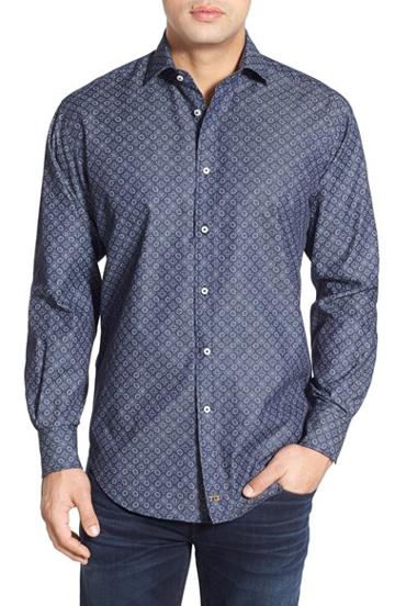 Men's Thomas Dean Fit Print Sport Shirt