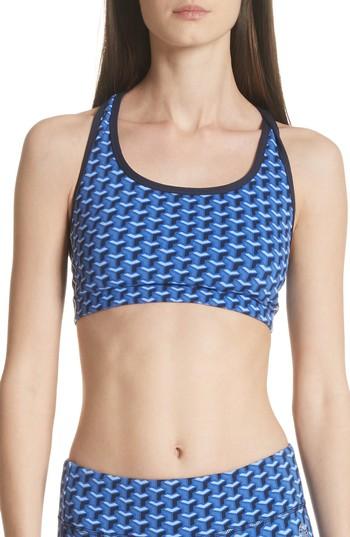 Women's Tory Sport Print Mesh-back Sports Bra - Blue