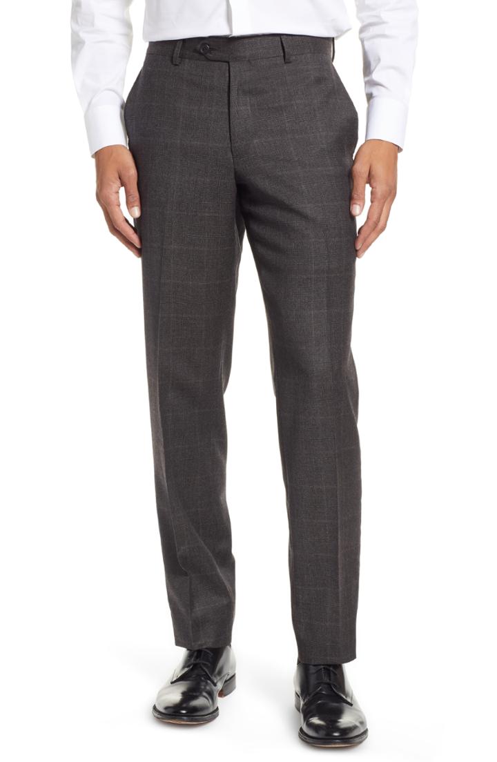 Men's Nordstrom Men's Shop Trim Fit Flat Front Wool Trousers