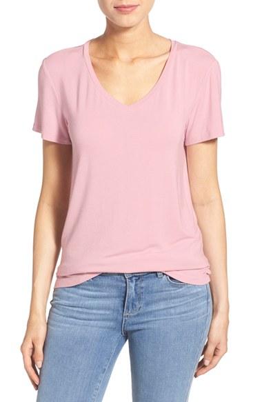 Petite Women's Halogen Modal Jersey V-neck Tee P - Purple