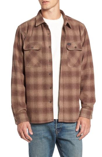 Men's Brixton 'archie' Plaid Flannel Shirt - Beige
