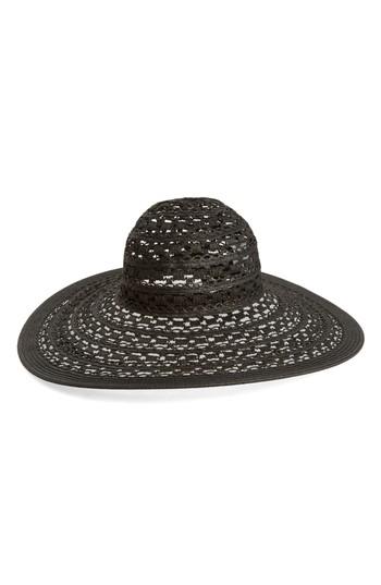 Women's Nyc Underground Floppy Straw Hat - Black