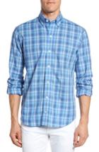 Men's Ledbury The Norfleet Trim Fit Gingham Sport Shirt - Blue