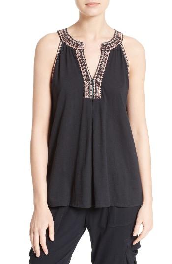 Women's Soft Joie Rin Embroidered Top - Black