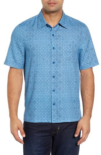 Men's Nat Nast Moritz Classic Fit Silk Blend Camp Shirt - Blue
