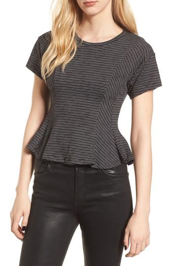 Women's Stripe Peplum Tee - Black
