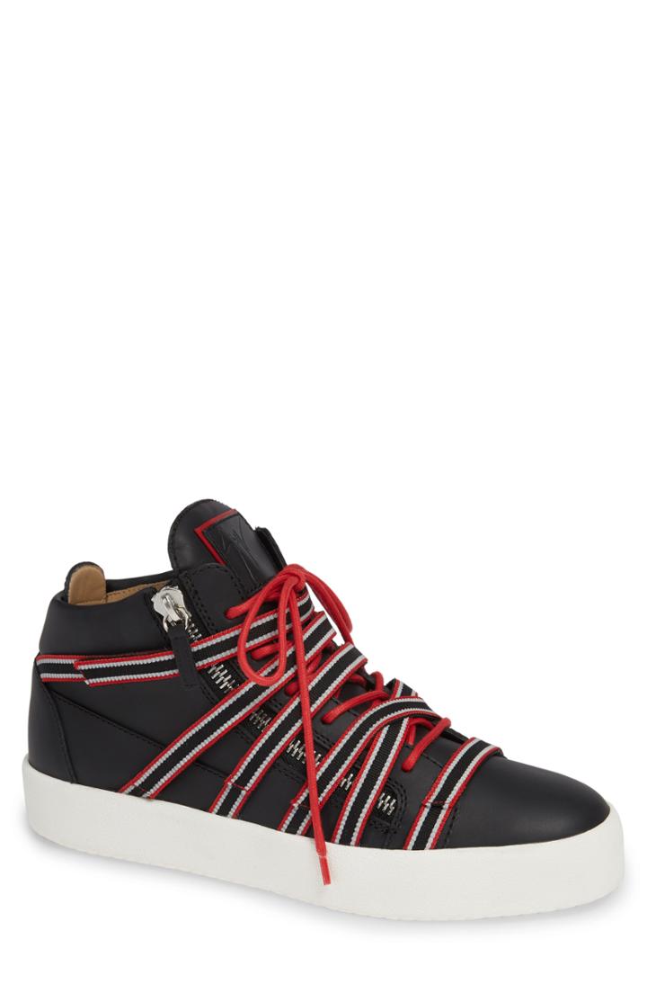 Men's Giuseppe Zanotti Multistrap Mid Top Sneaker Us / 42eu - Black