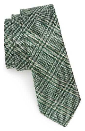 Men's The Tie Bar Columbus Plaid Linen & Silk Tie, Size - Green