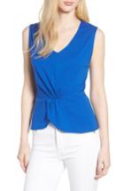 Women's Press Twist Front Cotton Blend Tank - Blue