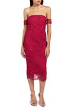 Women's Missguided Lace Bardot Body-con Dress Us / 6 Uk - Burgundy