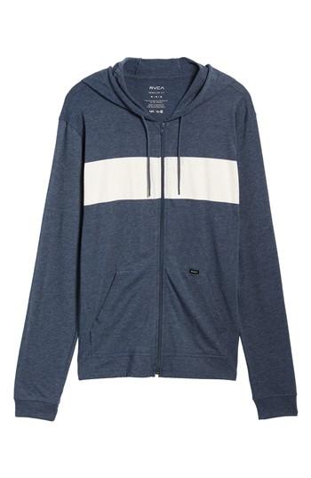 Men's Rvca Line Up Colorblocked Zip Hoodie, Size - Blue