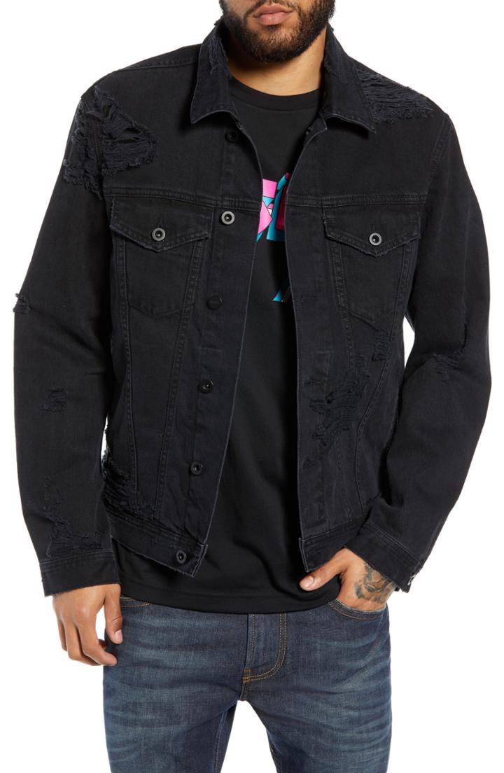Men's Diesel Hill Denim Trucker Jacket - Black