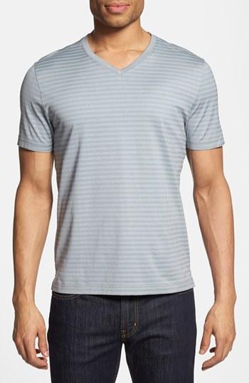 Robert Barakett 'malcom' V-neck Stripe T-shirt Grey