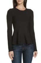 Women's Theory Glossed Peplum Sweater - Black