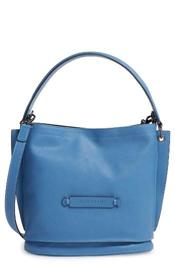 Longchamp '3d' Leather Crossbody Hobo - Blue