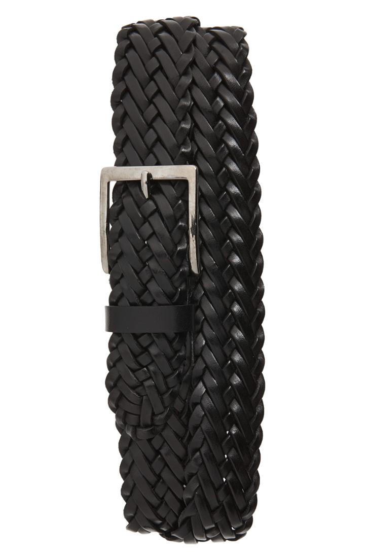 Men's Mezlan Woven Leather Belt - Black