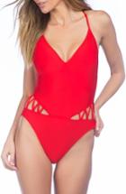 Women's Kenneth Cole New York Sexy Solid One-piece Swimsuit - Red