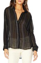 Women's Michael Stars Beach Stripe Boyfriend Shirt - Black