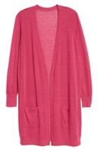 Petite Women's Halogen Long Linen Blend Cardigan, Size P - Pink