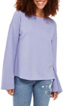 Women's Topshop Split Back Bell Sleeve Sweatshirt Us (fits Like 0) - Purple