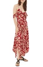 Petite Women's Topshop Floral Off The Shoulder Maxi Dress P Us (fits Like 0p) - Burgundy