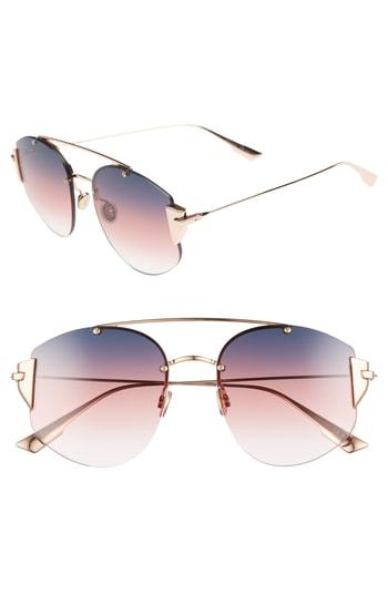 Women's Christian Dior Stronger 58mm Rounded Aviator Sunglasses - Gold Copper