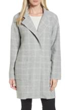 Women's Eileen Fisher Check Tweed Coat, Size - Grey
