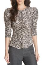 Women's Rebecca Taylor Leopard Print Ruched Silk Blouse