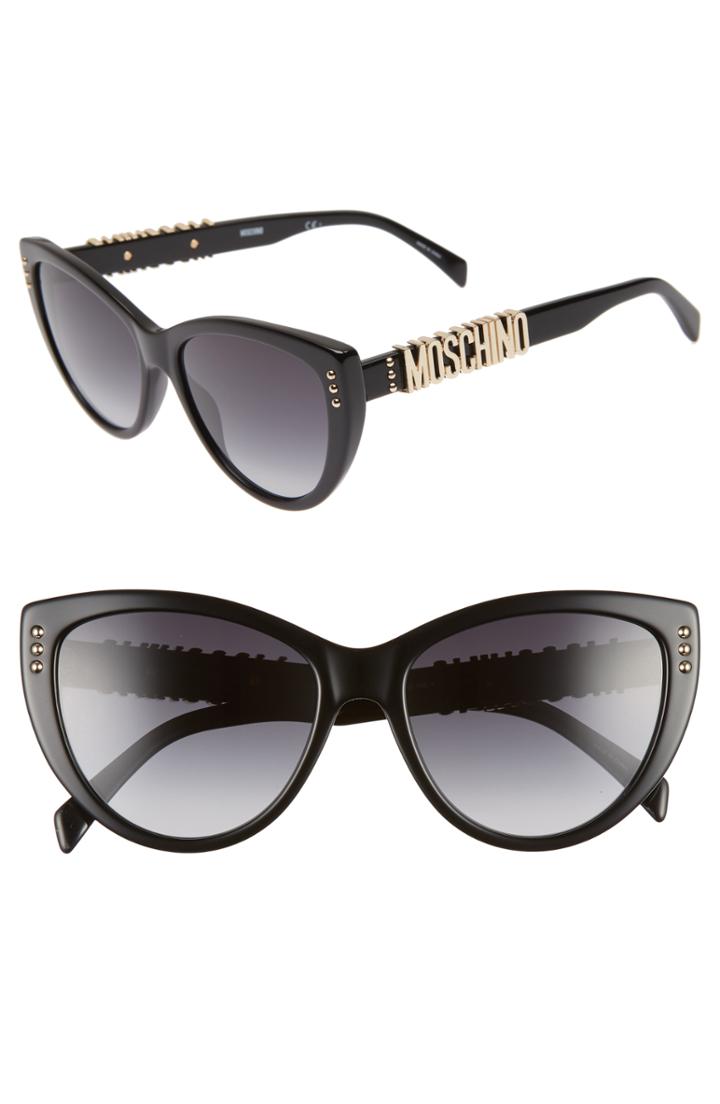 Women's Moschino 56mm Gradient Cat Eye Sunglasses - Black