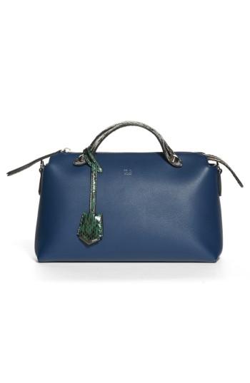 Fendi 'medium By The Way' Calfskin Leather Shoulder Bag With Genuine Snakeskin Trim -