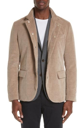Men's Eleventy Trim Fit Cotton & Cashmere Corduroy Jacket Us / 52 Eu R - Beige