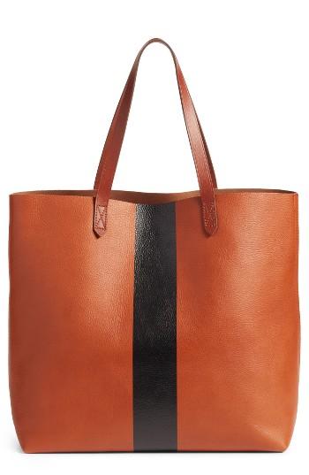 Madewell Paint Stripe Transport Leather Tote - Brown