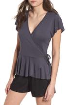 Women's Leith Ruffle Wrap Top - Grey