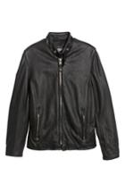Men's Schott Nyc Hand Vintaged Cowhide Leather Motocycle Jacket - Black