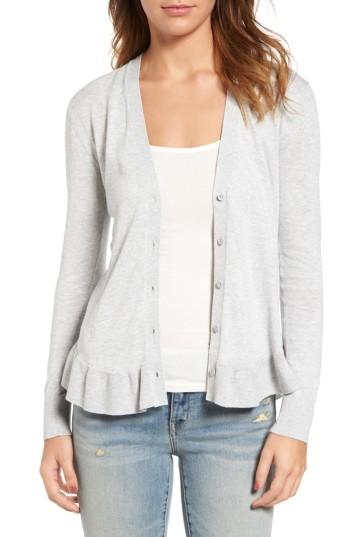 Women's Hinge Ruffle Hem Cardigan - Grey