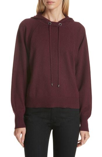 Women's Nordstrom Signature Cashmere-blend Hoodie Sweatshirt - Burgundy