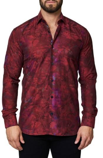 Men's Maceoo Trim Fit Print Sport Shirt (xxl) - Red