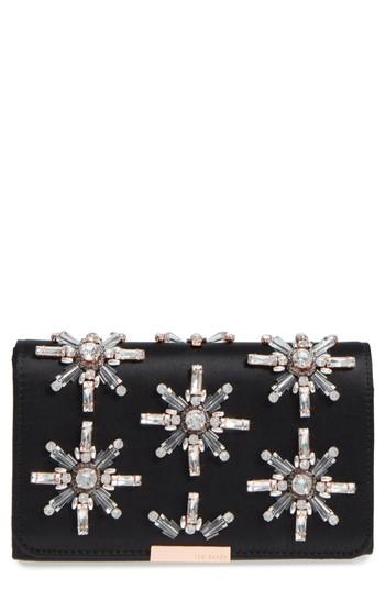 Ted Baker London Daveena Crystal Embellished Satin Clutch - Black