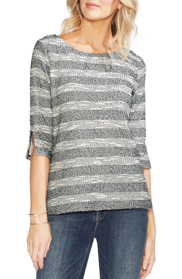 Women's Vince Camuto Stripe Knit Top, Size - Black