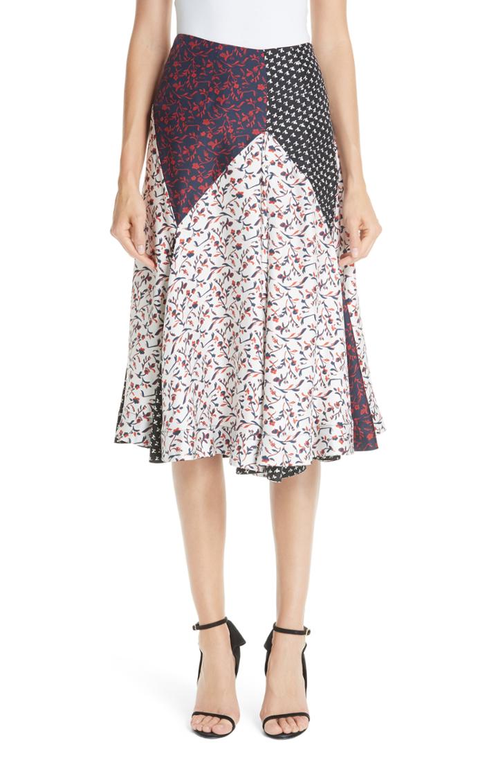 Women's Calvin Klein 205w39nyc Patchwork Silk Tulip Skirt Us / 44 It - White