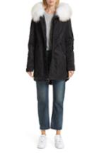 Women's Mr & Mrs Italy New York Genuine Fox Fur And Shearling Trim Parka - Black