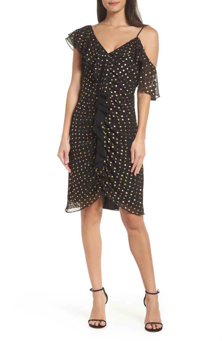 Women's Sam Edelman Metallic Dot Cold Shoulder Sheath Dress