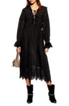 Women's Topshop Broderie Midi Dress Us (fits Like 14) - Black