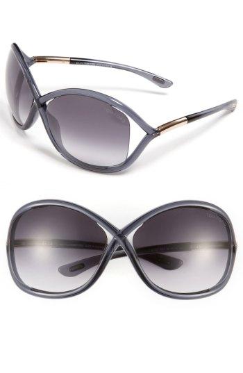 Women's Tom Ford 'whitney' 64mm Open Side Sunglasses - Dark Grey