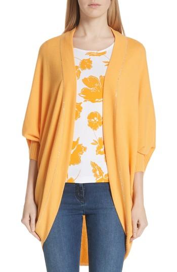Women's St. John Collection Cashmere Jersey Knit Cocoon Cardigan, Size - Yellow