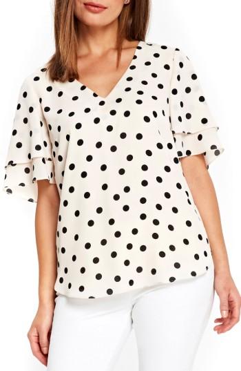 Women's Wallis Spot Double Sleeve Top Us / 14 Uk - Ivory