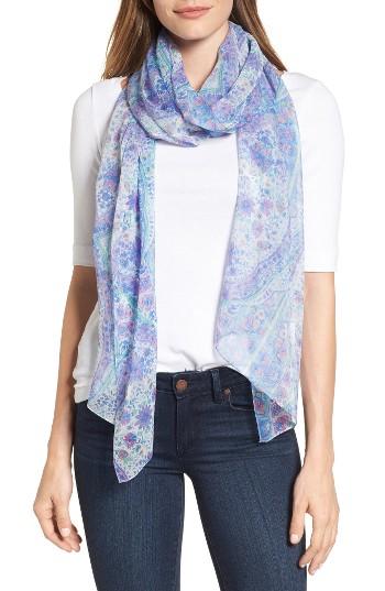 Women's Echo Painted Tile Silk Scarf, Size - Blue