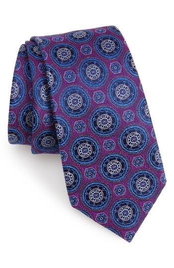 Men's Nordstrom Men's Shop Kensington Medallion Silk Tie, Size - Purple