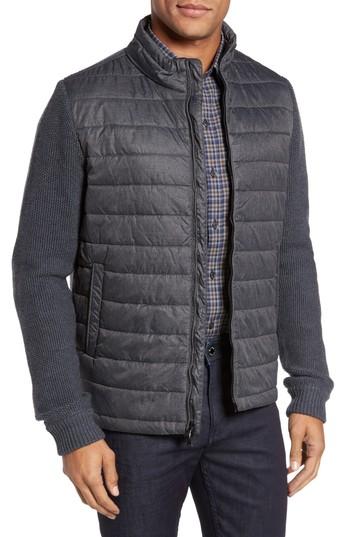 Men's Zachary Prell Hinman Quilt Front Merino Cardigan, Size - Black