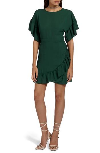 Women's Missguided Ruffle Chiffon Sheath Dress Us / 6 Uk - Green